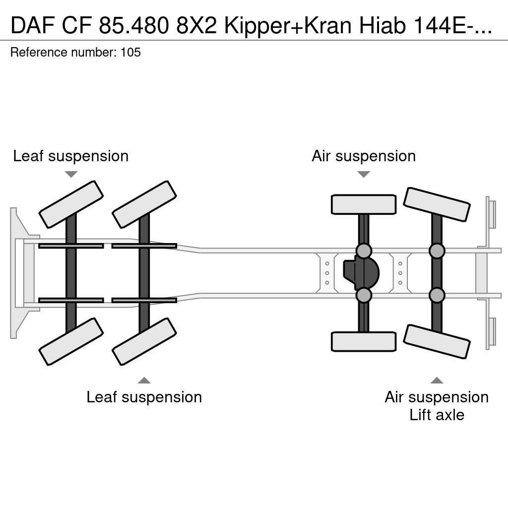 DAF CF 85.480 8X2 Kipper+Kran Hiab 144E-3 PRO Truck mounted cranes