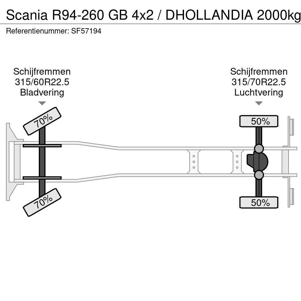 Scania R94-260 GB 4x2 / DHOLLANDIA 2000kg Curtain sider trucks
