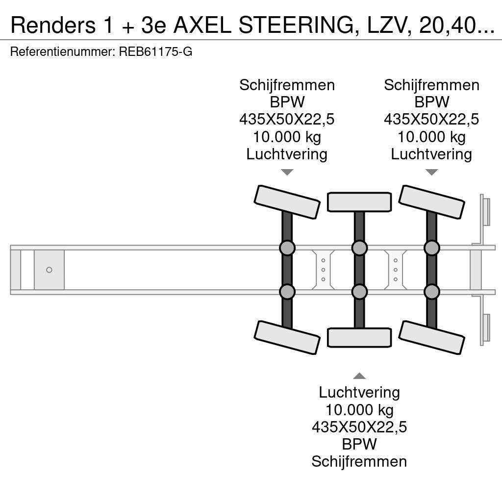 Renders 1 + 3e AXEL STEERING, LZV, 20,40,45 FT Container semi-trailers