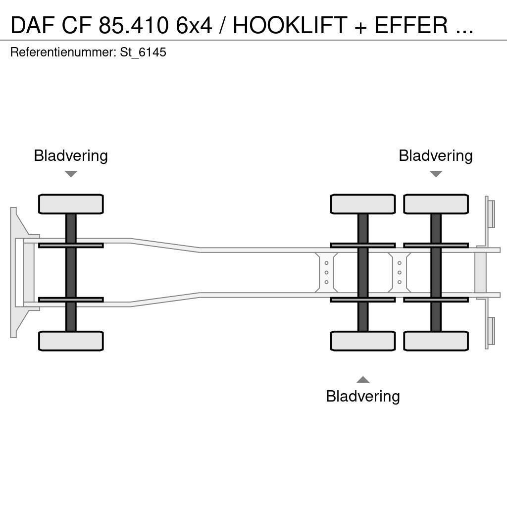 DAF CF 85.410 6x4 / HOOKLIFT + EFFER CRANE Truck mounted cranes