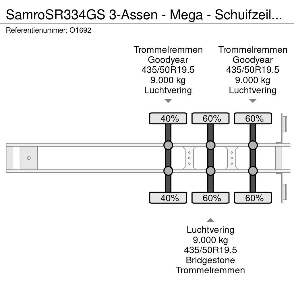 Samro SR334GS 3-Assen - Mega - Schuifzeilen - Trommelrem Curtain sider semi-trailers