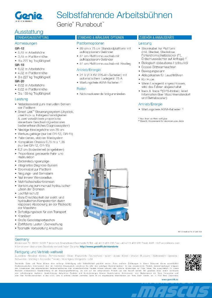Genie GR-20 Used Personnel lifts and access elevators