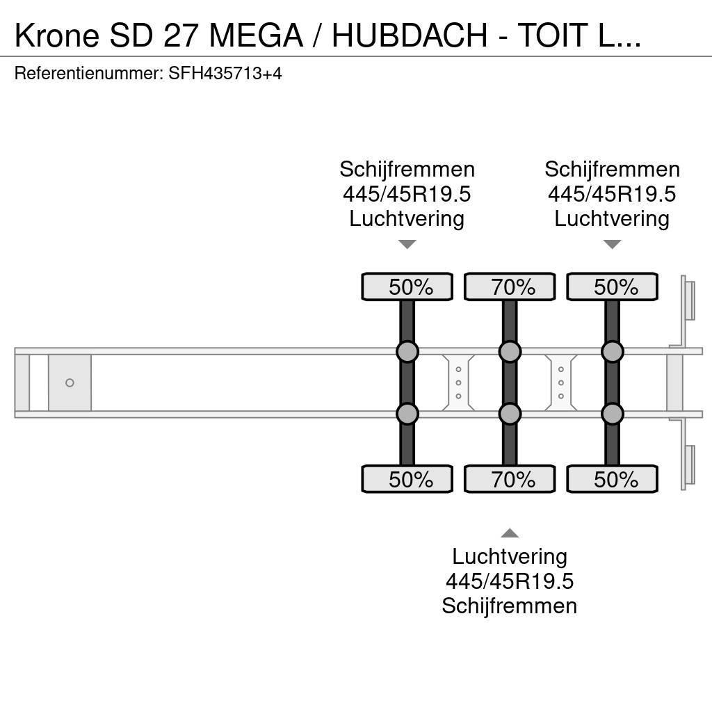 Krone SD 27 MEGA / HUBDACH - TOIT LEVANT - HEFDAK Curtain sider semi-trailers