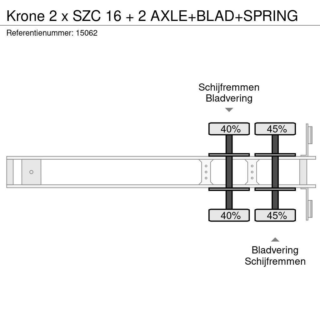 Krone 2 x SZC 16 + 2 AXLE+BLAD+SPRING Container semi-trailers