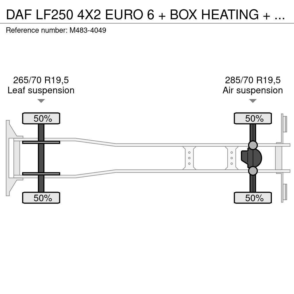 DAF LF250 4X2 EURO 6 + BOX HEATING + LIFT 2000 KG. Box trucks