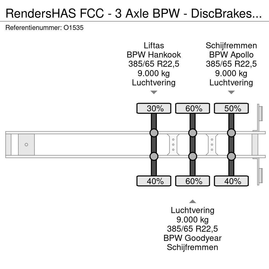 Renders HAS FCC - 3 Axle BPW - DiscBrakes - LiftAxle - Sli Container semi-trailers