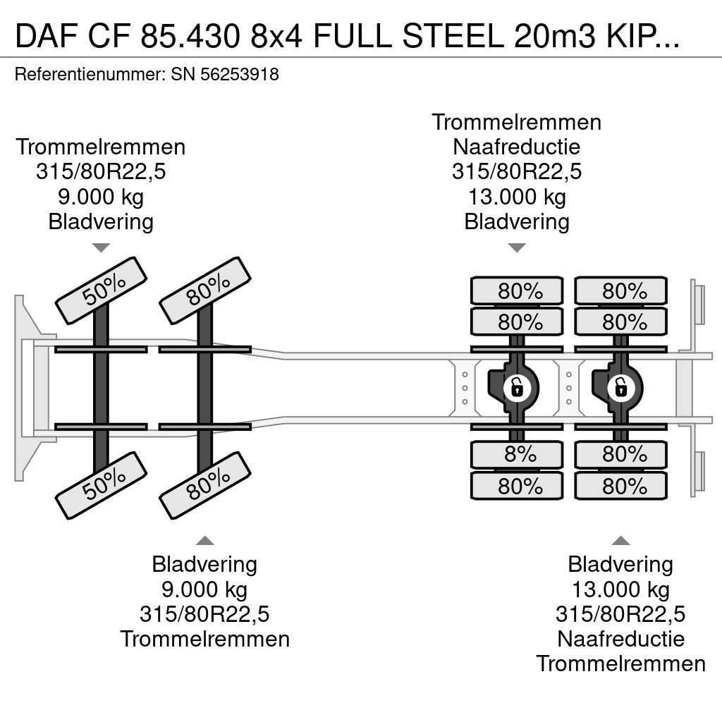 DAF CF 85.430 8x4 FULL STEEL 20m3 KIPPER (EURO 3 / ZF1 Tipper trucks