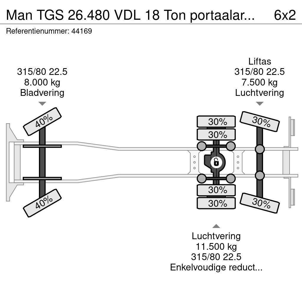 MAN TGS 26.480 VDL 18 Ton portaalarmsysteem Skip bin truck