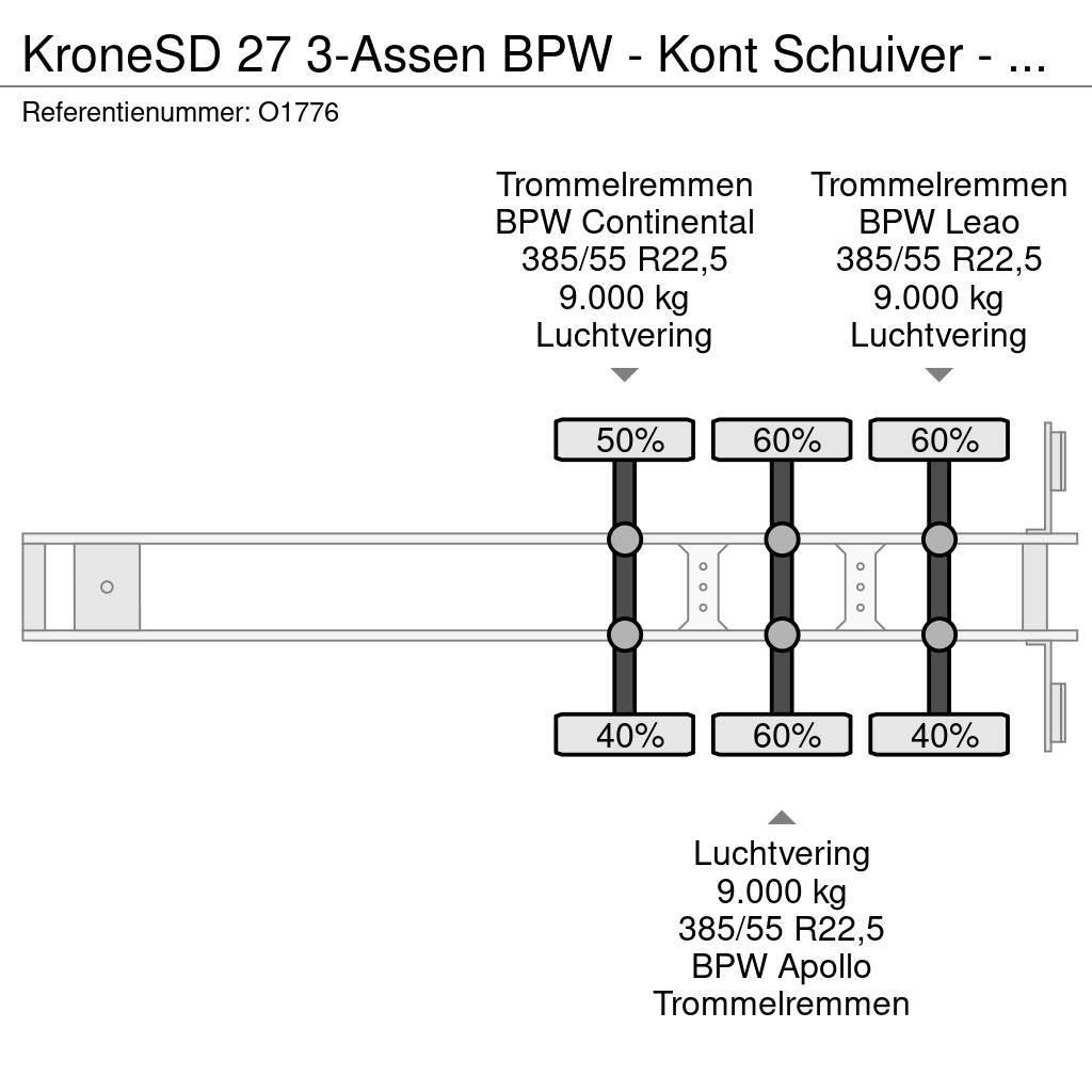 Krone SD 27 3-Assen BPW - Kont Schuiver - DrumBrakes - 5 Container semi-trailers