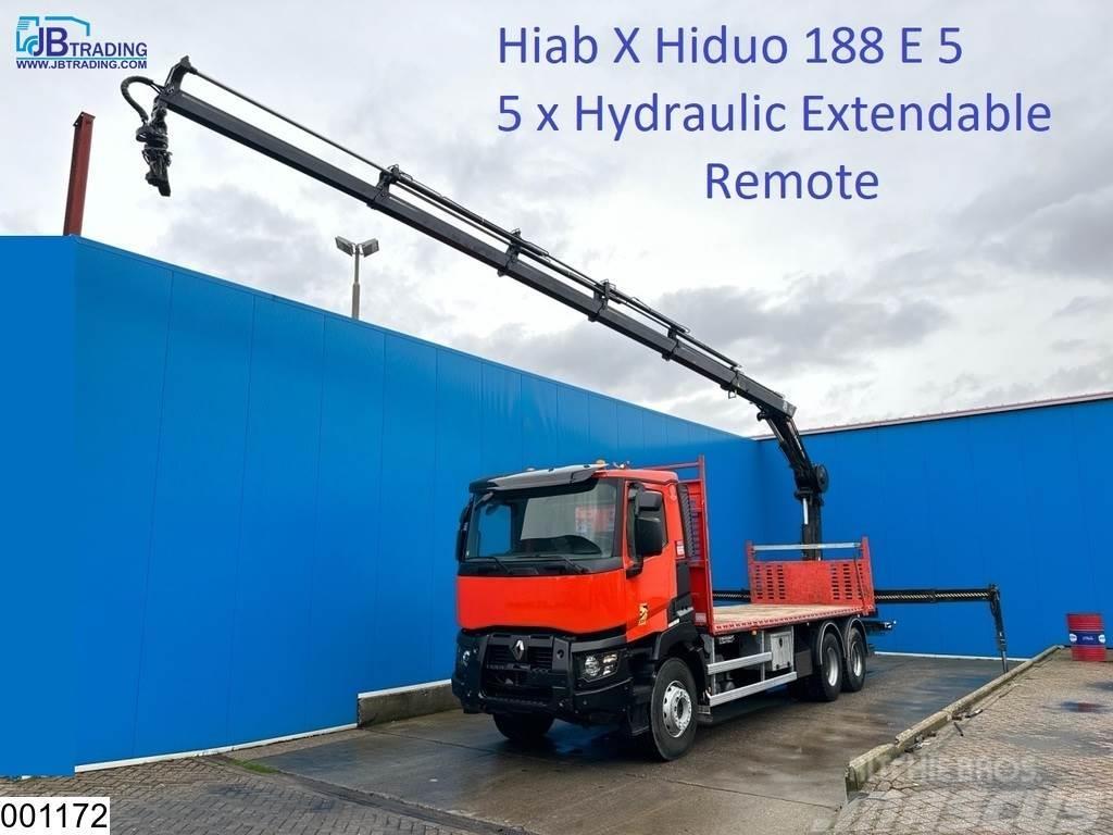 Renault C 430 6x4, EURO 6, Hiab, Remote, Steel suspension Flatbed / Dropside trucks