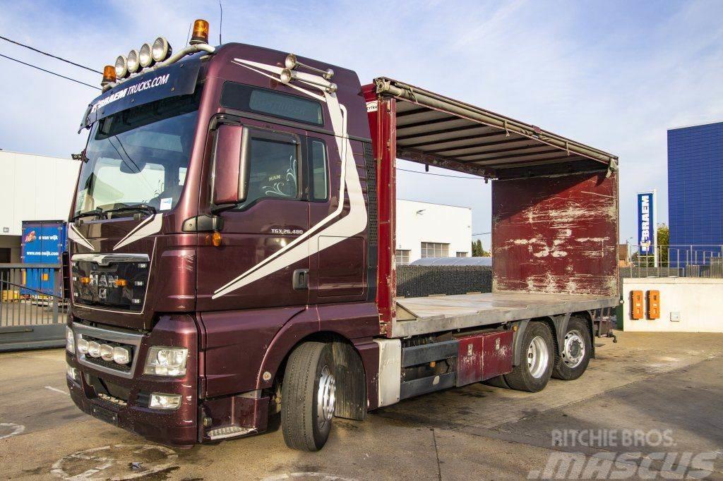 MAN TGX 26.480 XXL 6X2-4 ( gestuurd/Dir./steering/gele Curtain sider trucks