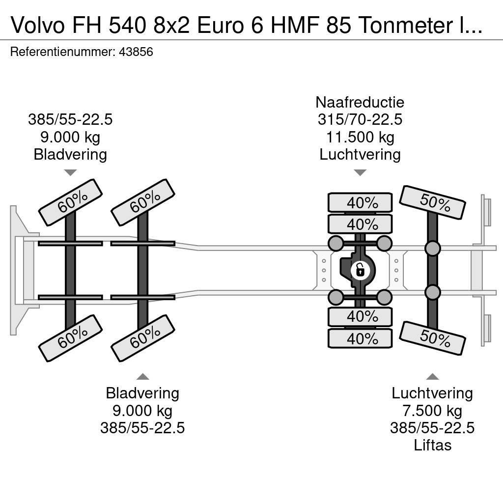 Volvo FH 540 8x2 Euro 6 HMF 85 Tonmeter laadkraan + Fly- All terrain cranes