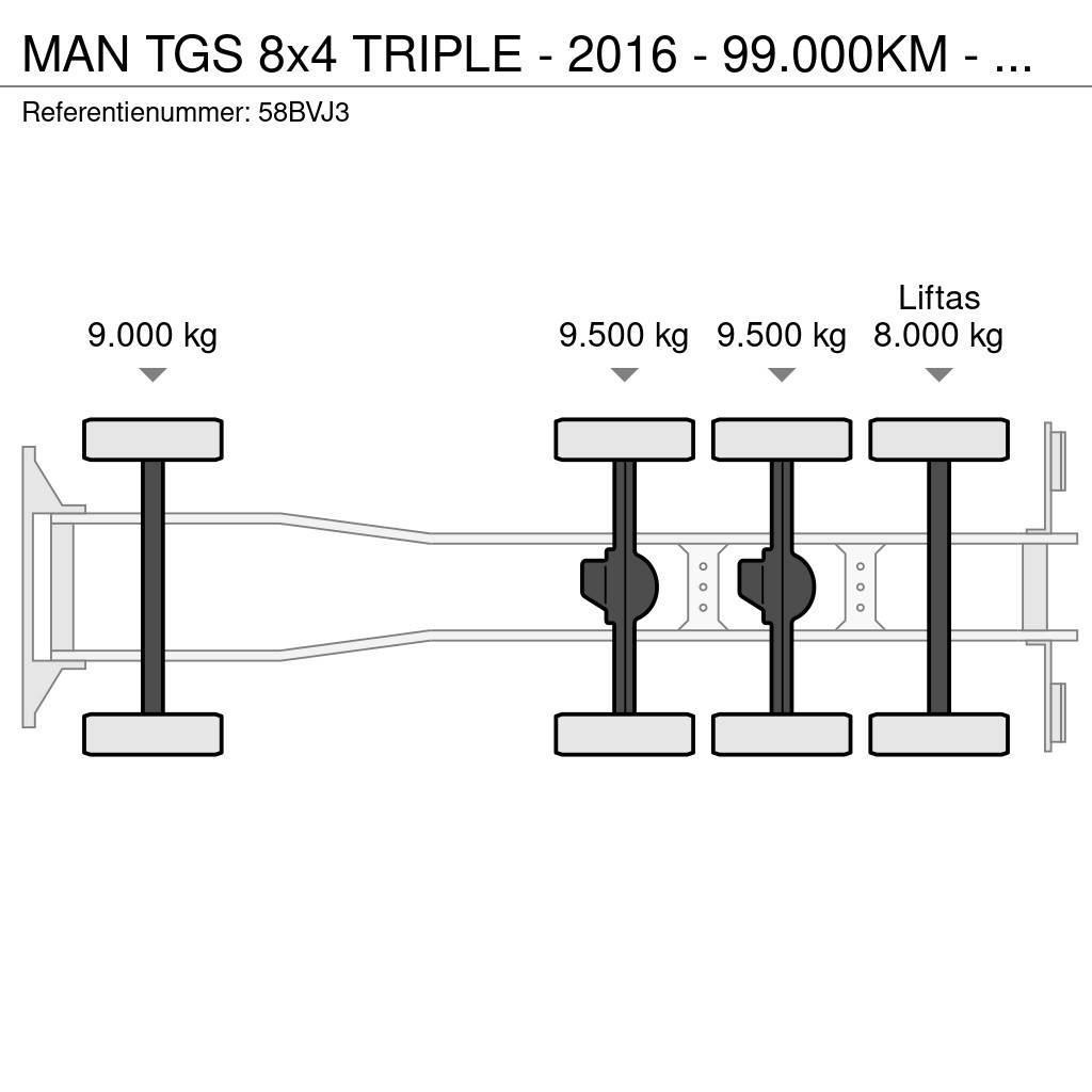 MAN TGS 8x4 TRIPLE - 2016 - 99.000KM - HMF 2620K5 - RA Flatbed / Dropside trucks