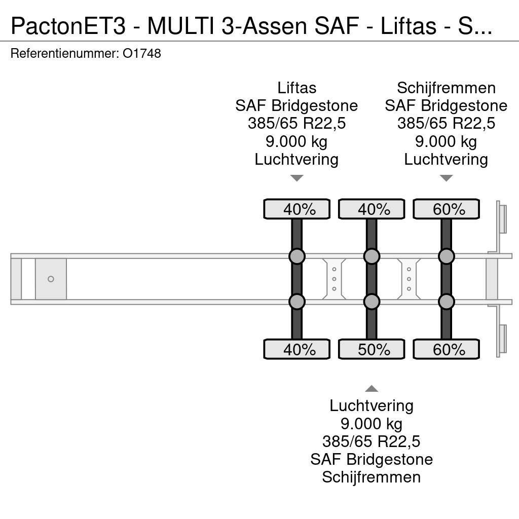 Pacton ET3 - MULTI 3-Assen SAF - Liftas - Schijfremmen - Container semi-trailers