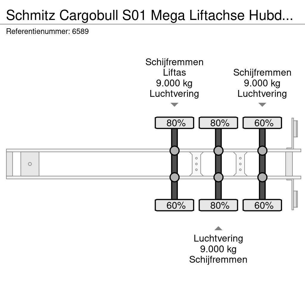 Schmitz Cargobull S01 Mega Liftachse Hubdach/Hefdak Top condition Curtain sider semi-trailers
