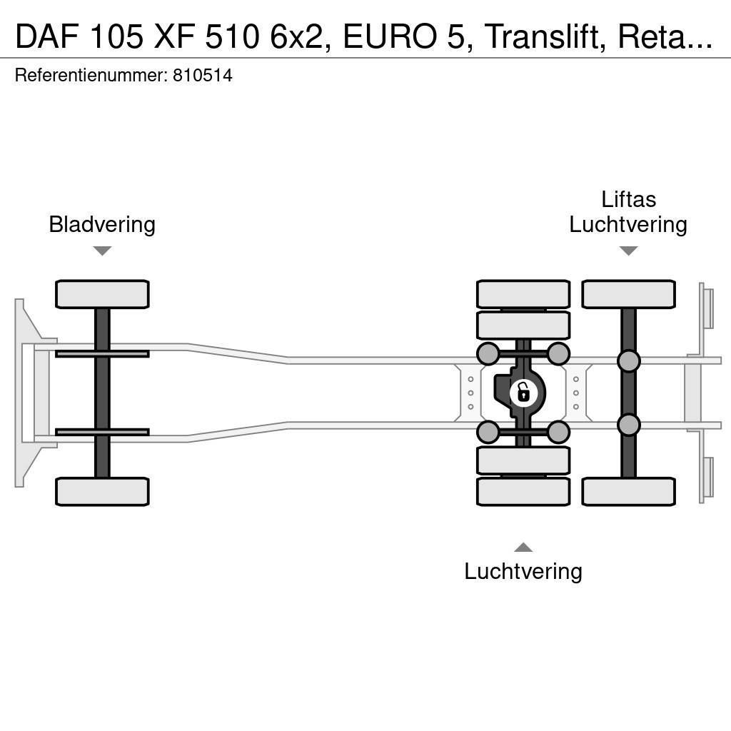 DAF 105 XF 510 6x2, EURO 5, Translift, Retarder, Manua Hook lift trucks