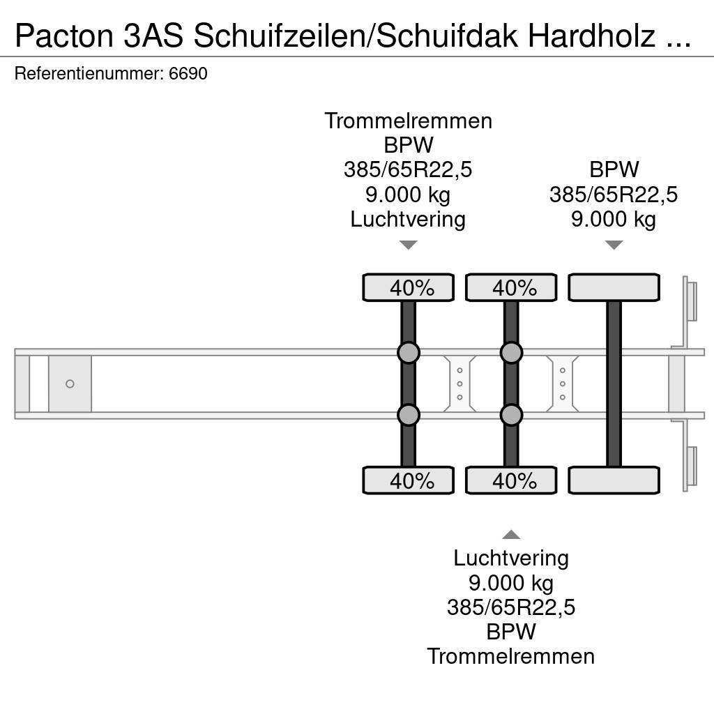 Pacton 3AS Schuifzeilen/Schuifdak Hardholz boden Curtain sider semi-trailers