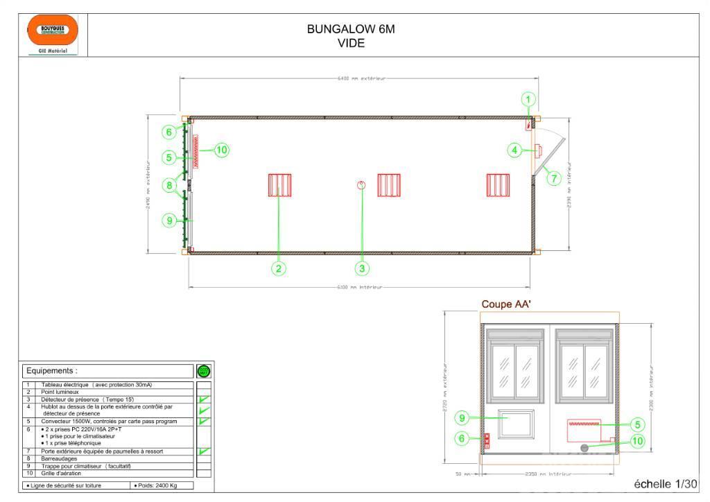  Bungalow 6 m Bureau vide Site Accomodation