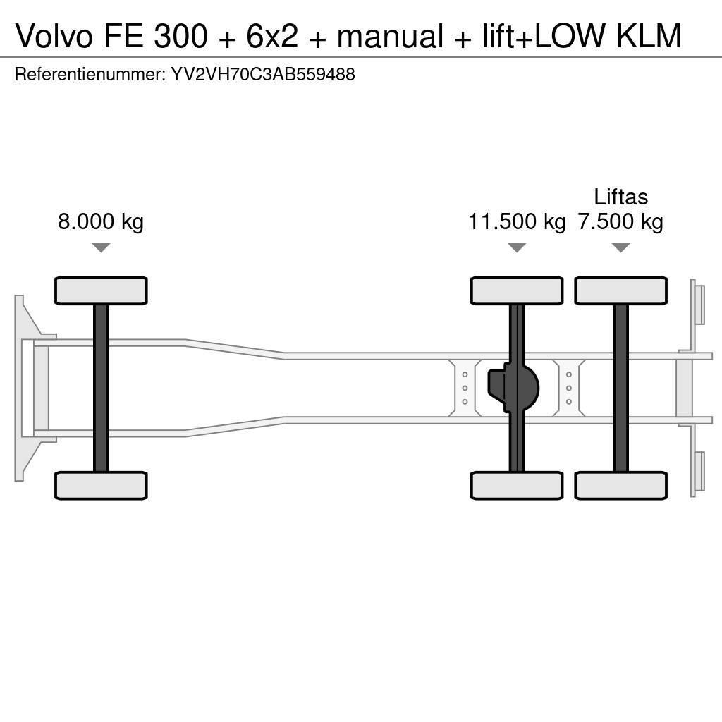 Volvo FE 300 + 6x2 + manual + lift+LOW KLM Box trucks