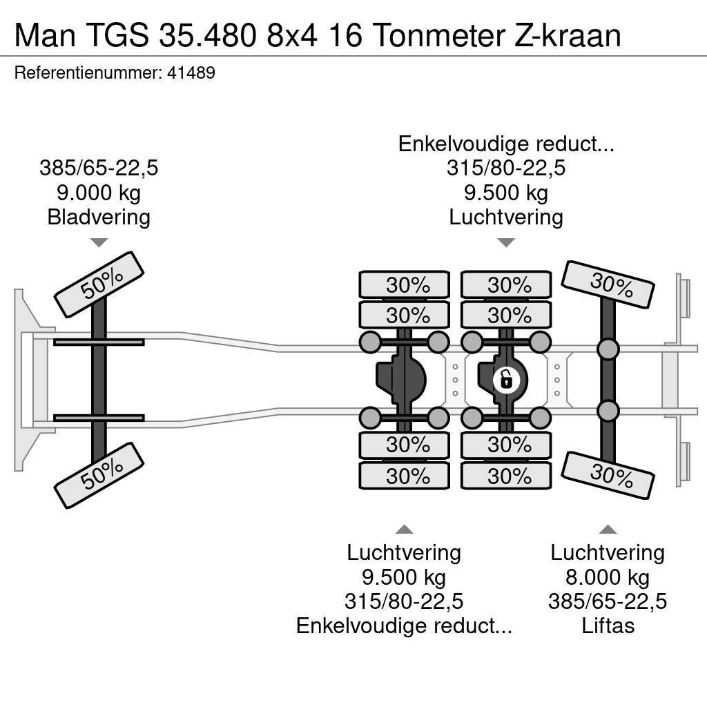 MAN TGS 35.480 8x4 16 Tonmeter Z-kraan Hook lift trucks