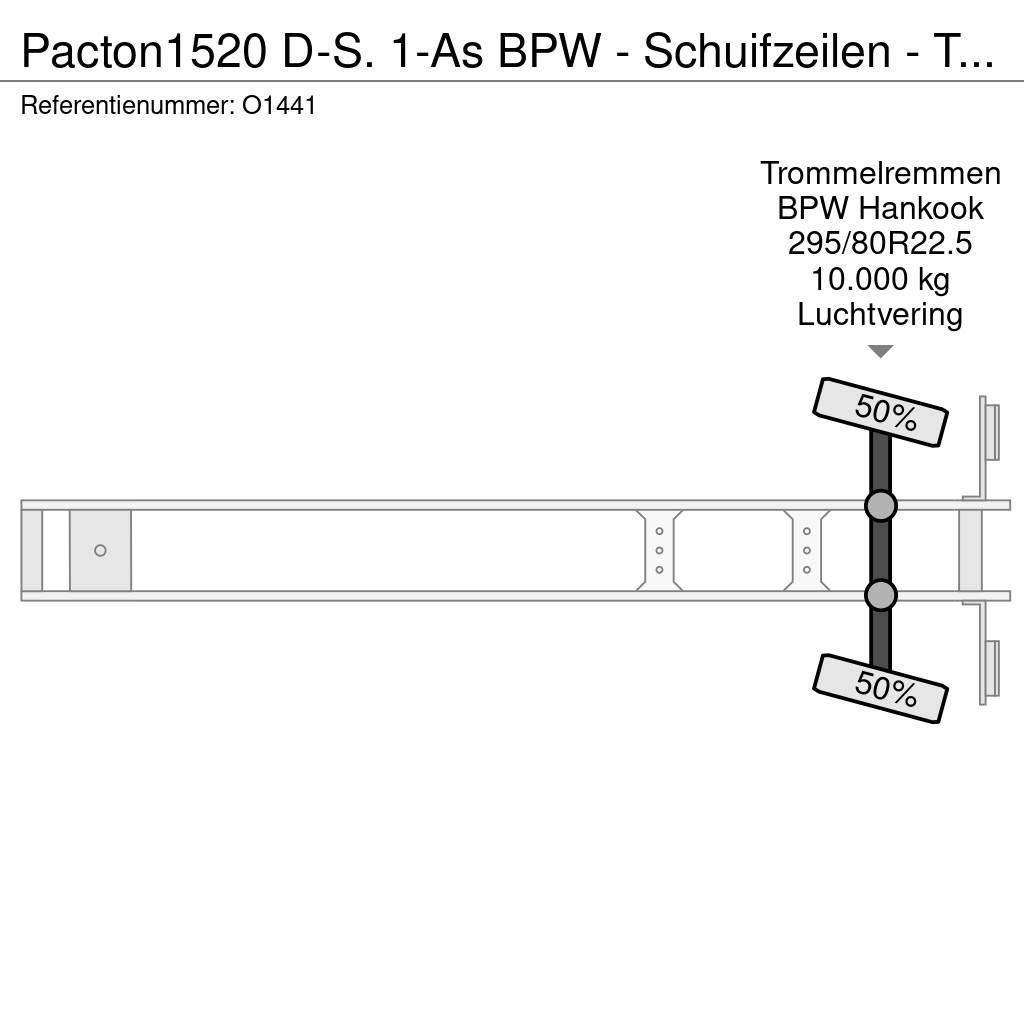 Pacton 1520 D-S. 1-As BPW - Schuifzeilen - Trommelremmen Curtain sider semi-trailers