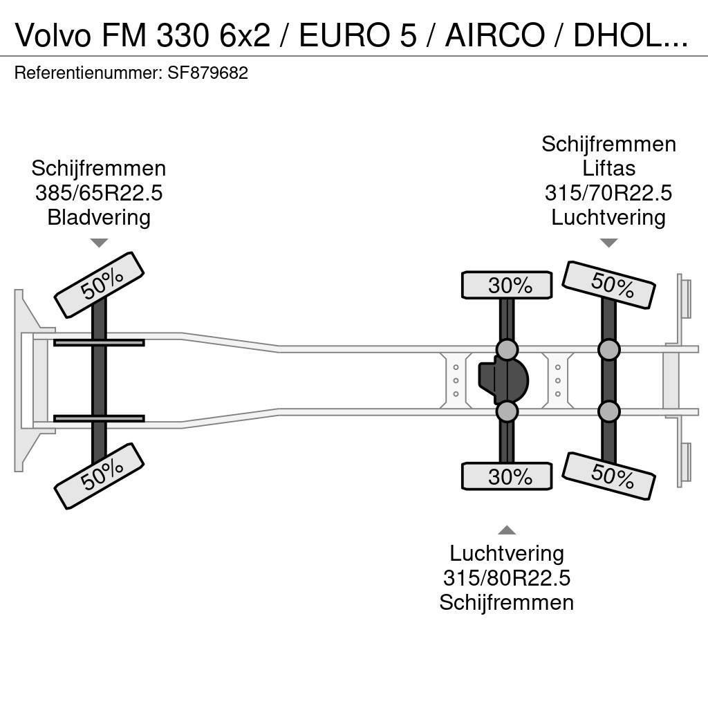 Volvo FM 330 6x2 / EURO 5 / AIRCO / DHOLLANDIA 2500kg / Curtain sider trucks