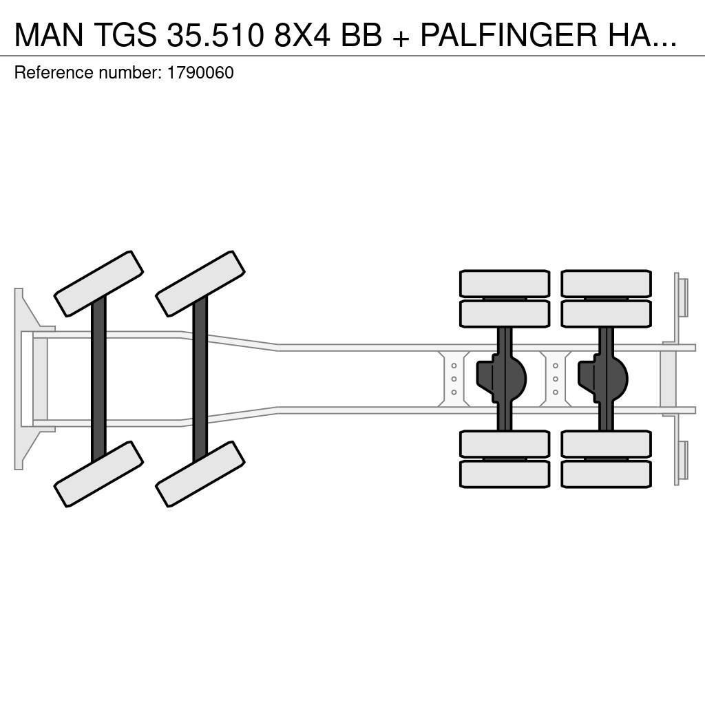 MAN TGS 35.510 8X4 BB + PALFINGER HAAKARMSYSTEEM + PAL Truck mounted cranes