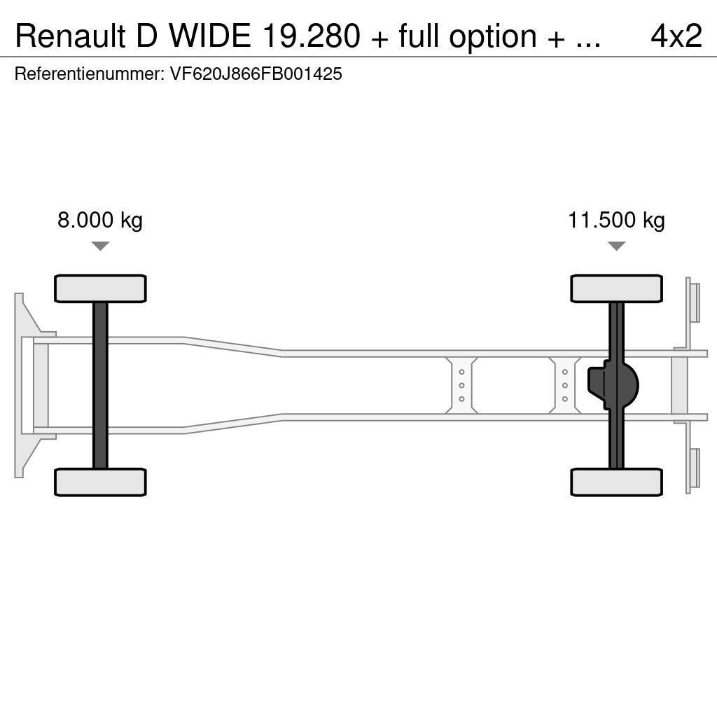 Renault D WIDE 19.280 + full option + REMOTE + EURO 6 HIAB Skip bin truck