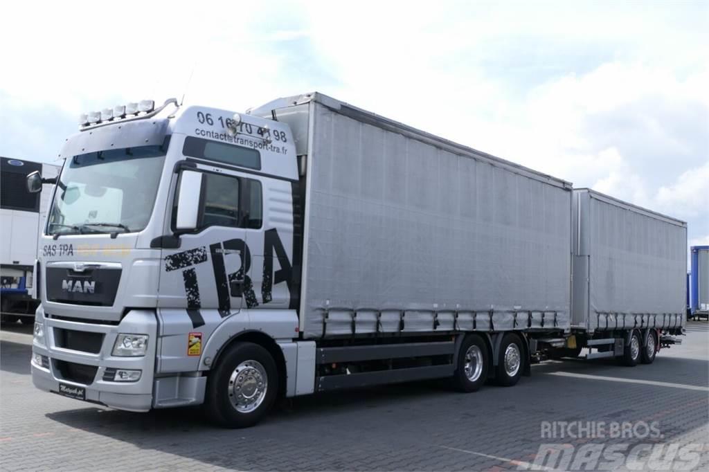 MAN TGX 540 / ZESTAW TANDEM PRZEJAZDOWY / 2 x WINDA ZA Curtain sider trucks