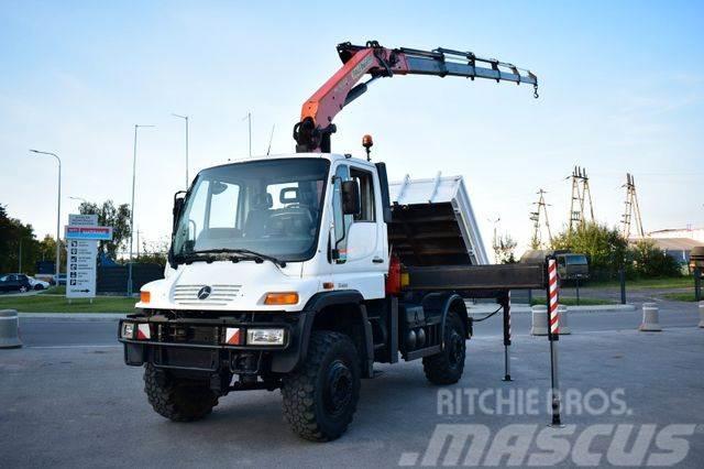 Unimog U 400 4x4 PALFINGER PK 16502 CRANE KIPPER KRAN Truck mounted cranes