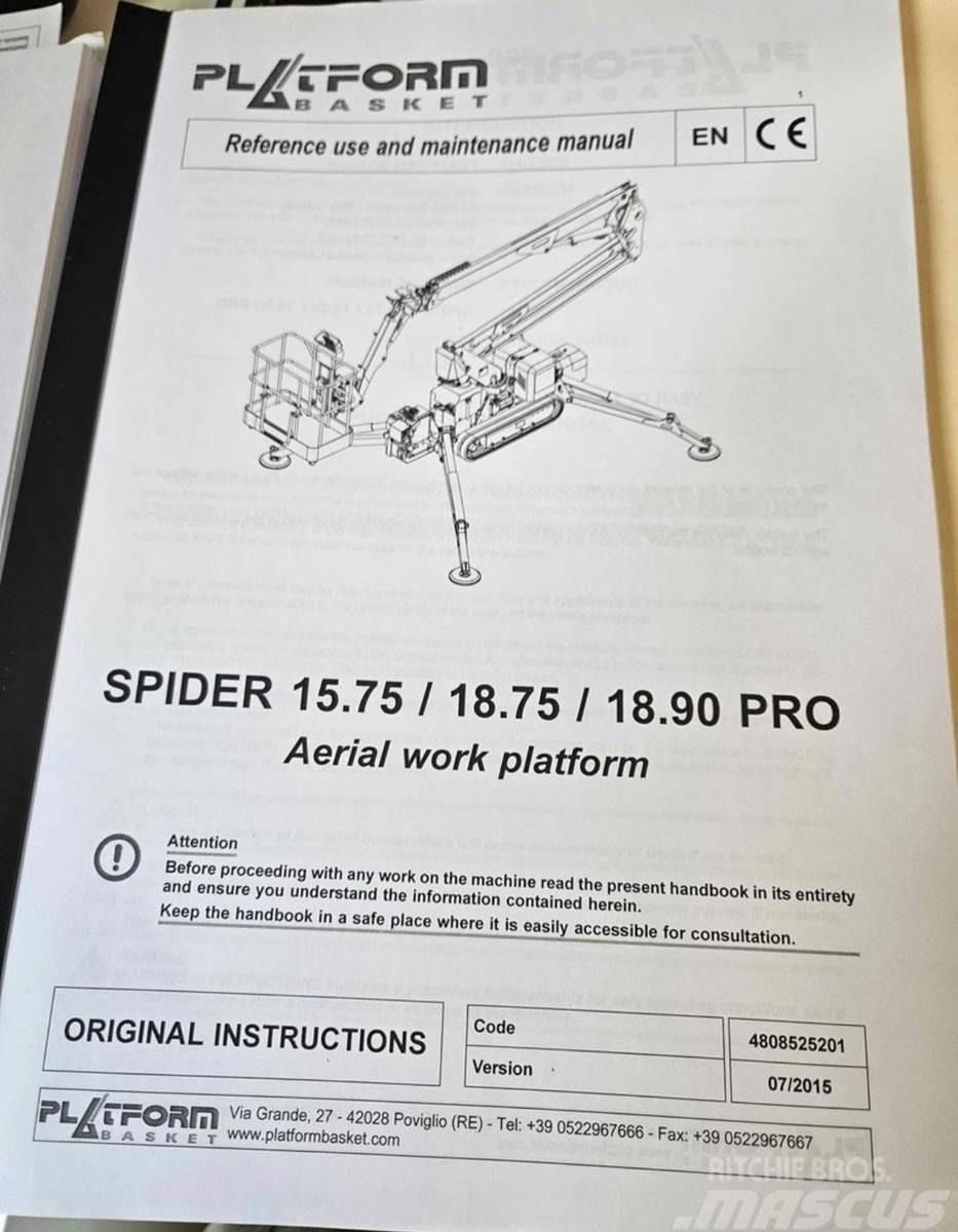 Platform Basket Spider 18.90Pro Articulated boom lifts